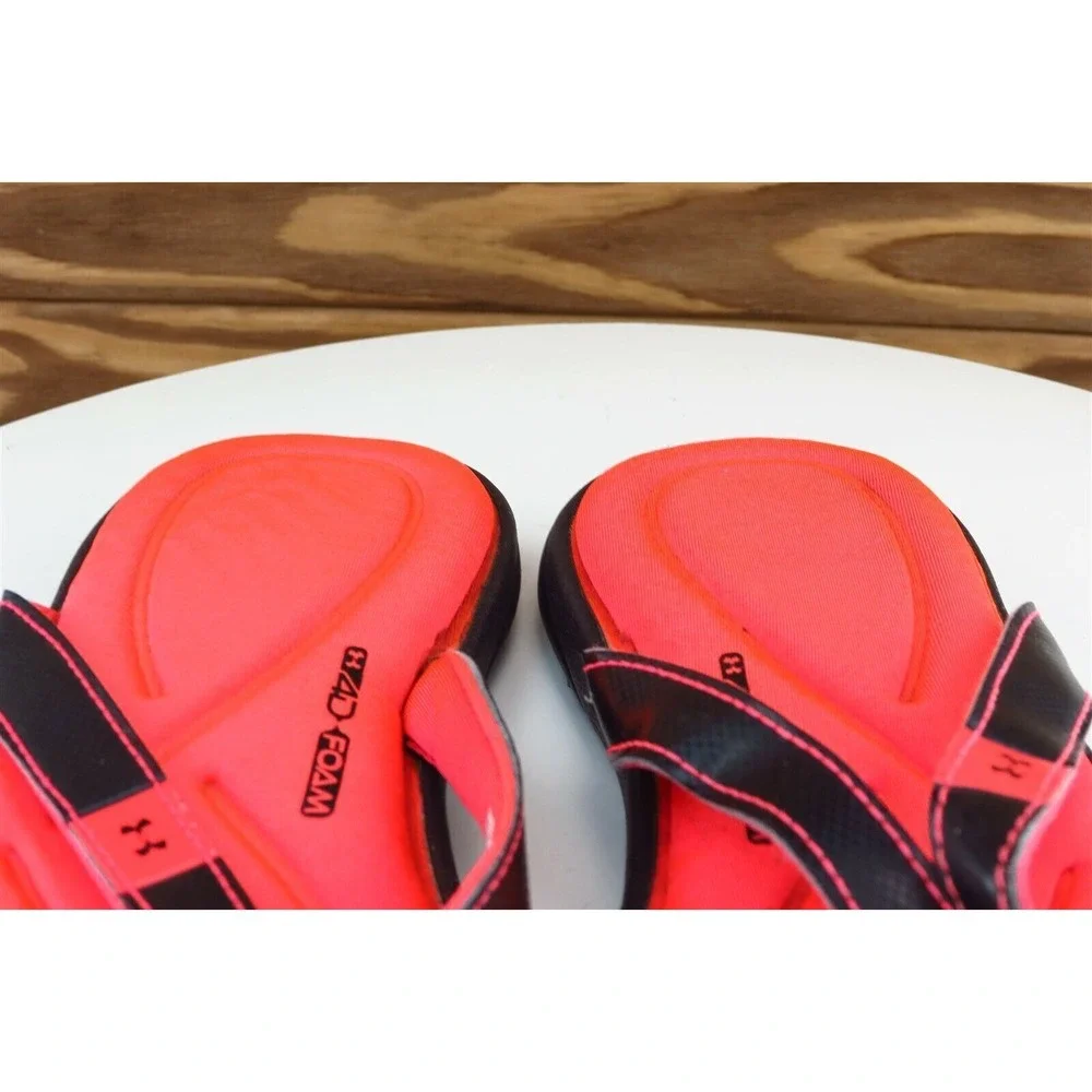 Under Armour Youth Girls Size 36 M Black Pink Flip Flop‎ Sandals Synthetic